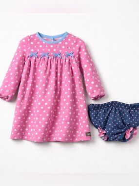 Matilda Jane Joyful Kitty Dress pink  white polka dots kitty faces and bunnies